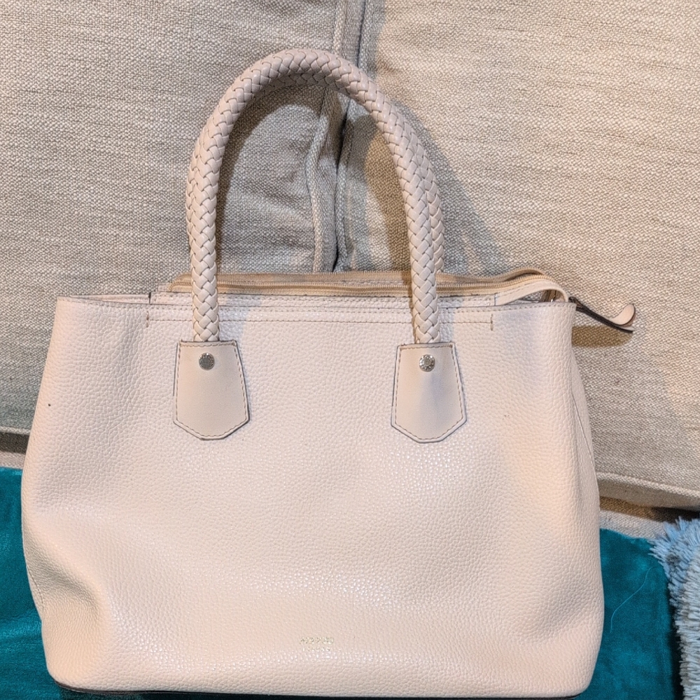 Arezzo Giorno Chic Cream Tote Bag with Braided Handles